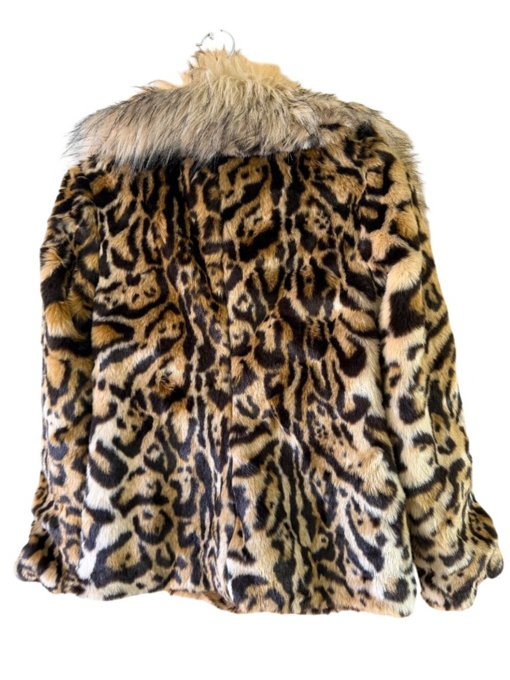 Guess Womens Faux Fur Bold Allover Leopard Coat Phoebe Size XS Brown Casual New - Picture 9 of 14